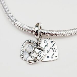 Pandora Cats & Hearts Dangle Charm with Pouch NEW